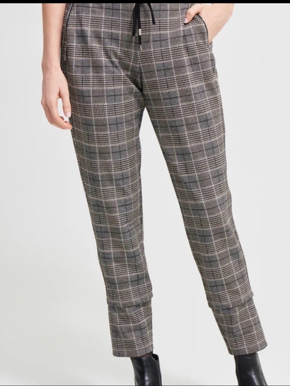 Joseph Ribkoff Black/Multi Plaid Jacquard Pants Style 213649 / 193557 Size 18